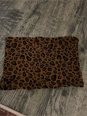 Free People Ribbed Leopard Tube Top in Brown and Black
